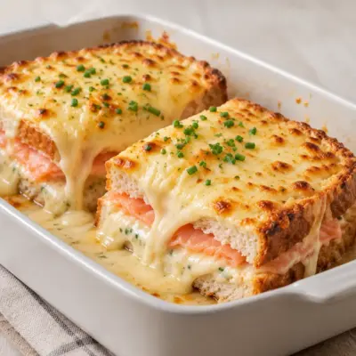 Croque-saumon gratiné facile et fondant