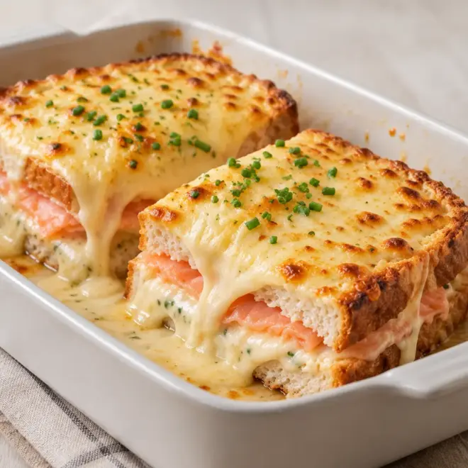 Croque-saumon gratiné facile et fondant