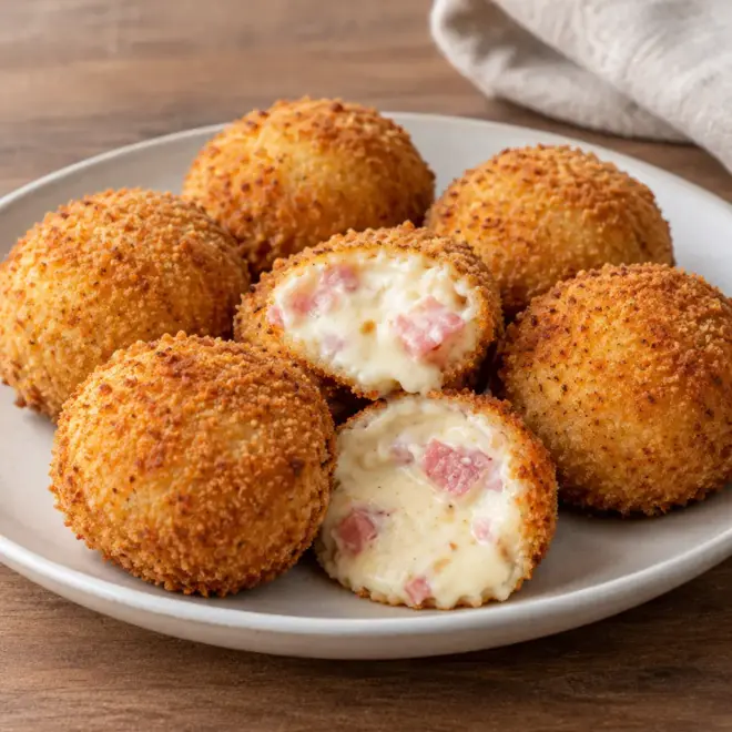 Croquettes jambon fromage, cœur crémeux