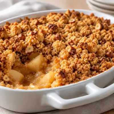 Crumble pommes poires noisettes facile et doré