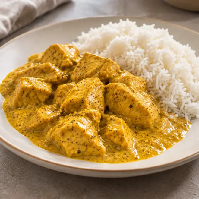Curry crémeux de poulet facile et sauce dorée