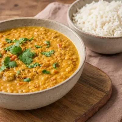 Dhal de lentilles crémeux au lait de coco