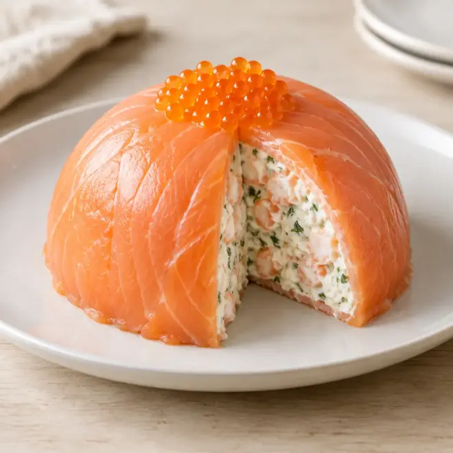 Dôme de saumon fumé aux crevettes facile