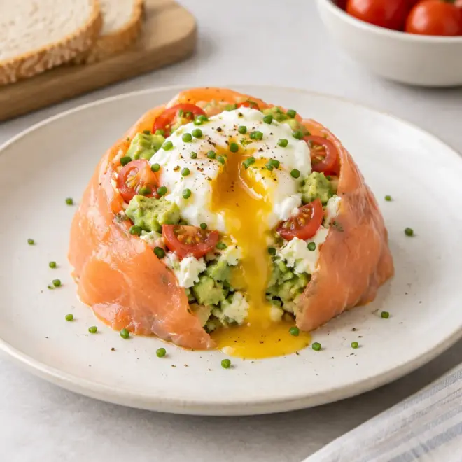 Dôme saumon fumé recette œuf coulant