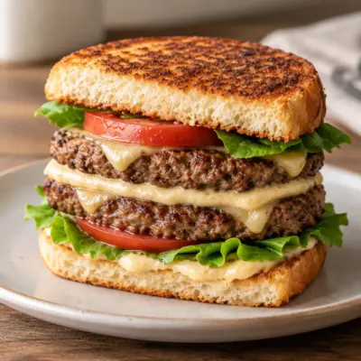 Double cheeseburger facile, fromage bien fondant
