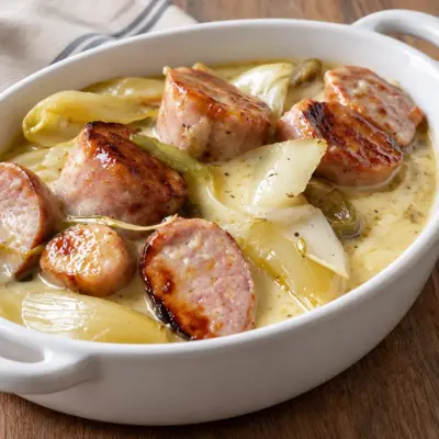 Endives aux saucisses à la crème faciles