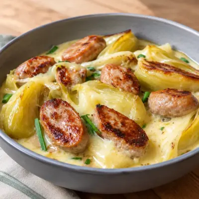 Endives aux saucisses à la crème facile