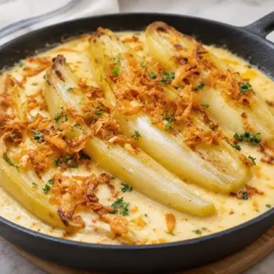 Endives gratinées crémeuses, recette facile