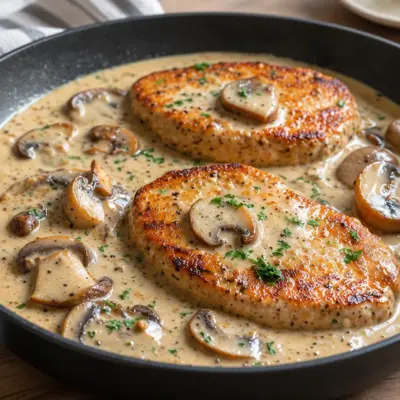 Escalopes de veau à la crème et champignons