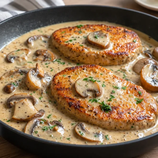 Escalopes de veau à la crème et champignons