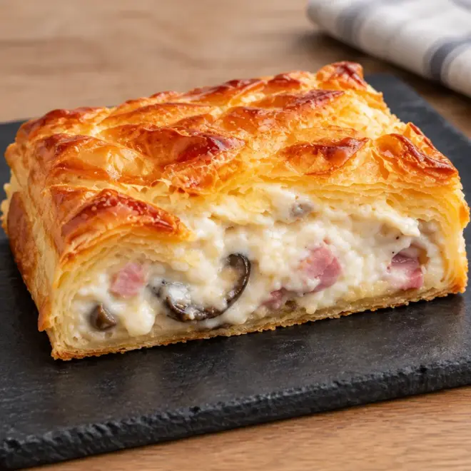 Feuilleté au jambon et aux champignons maison