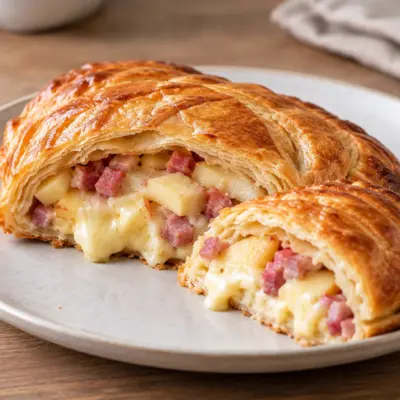 Feuilleté camembert pommes, recette dorée