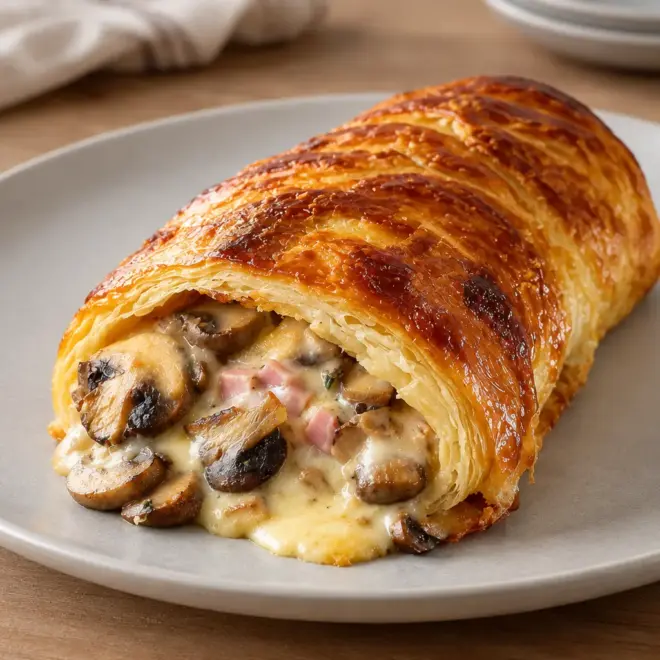 Feuilleté roulé aux champignons facile et fondant