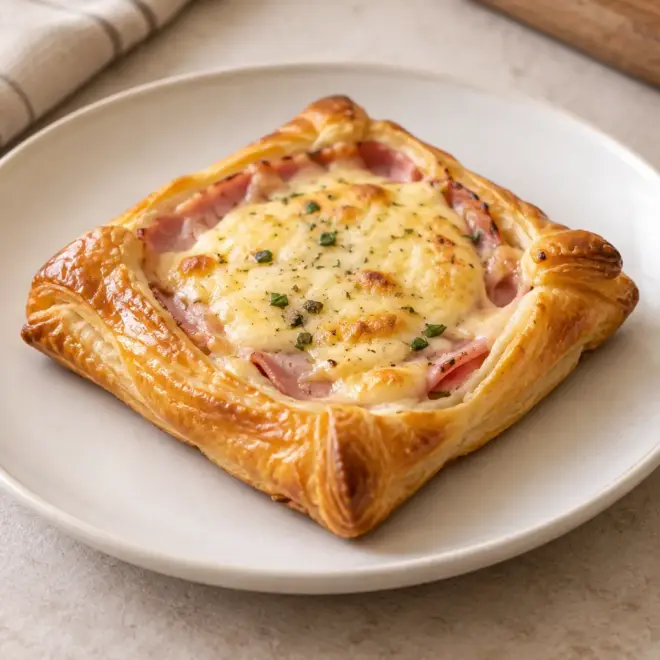 Feuilletés au jambon et au fromage, dorés et fondants, en 40 minutes