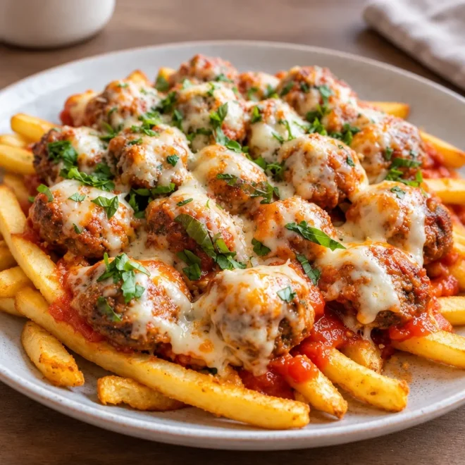 Frites de boulettes recette italienne au fromage