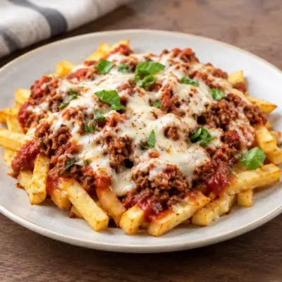 Frites garnies recette facile au bœuf et fromage
