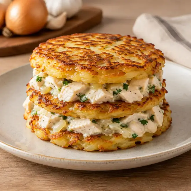 Galettes de pommes de terre : recette au poulet