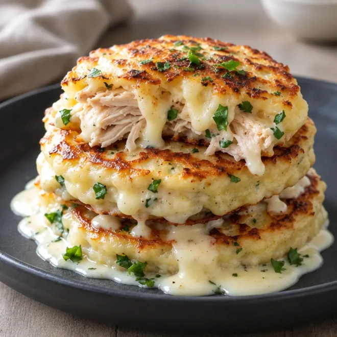 Galettes de pommes de terre farcies au poulet
