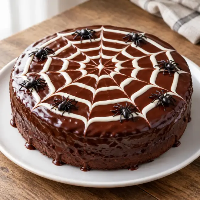 Gâteau au chocolat en toile d’araignée facile
