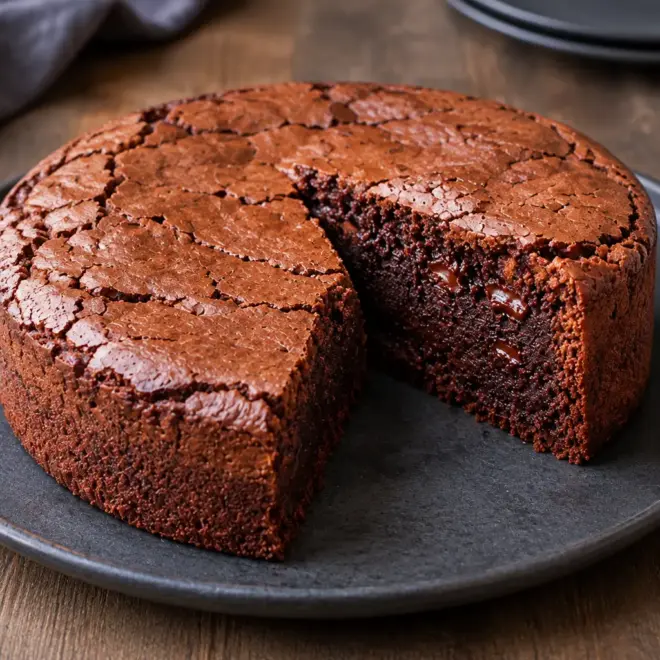 Gâteau au chocolat fondant, dense et craquelé
