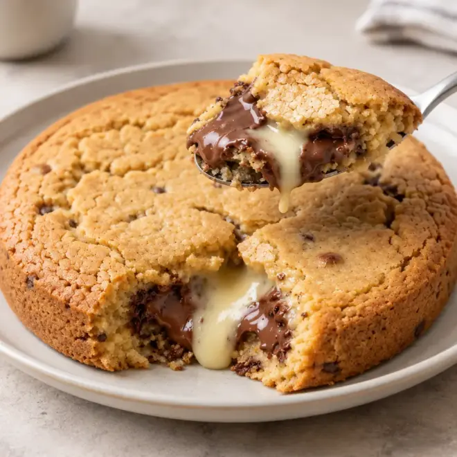 Gâteau cookie aux pépites de chocolat, cœur fondant