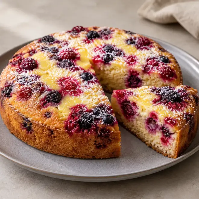 Gâteau crémeux aux fruits rouges facile
