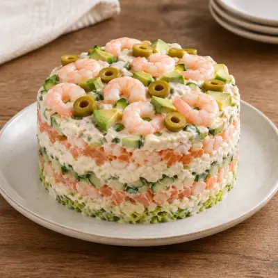 Gâteau de salade recette aux crevettes