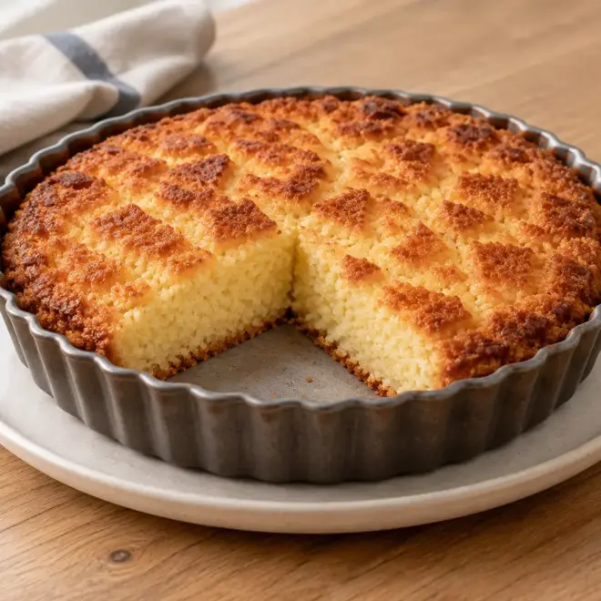 Gâteau de semoule doré, fondant et bien croustillant