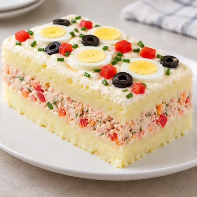 Gâteau froid de pommes de terre et thon facile