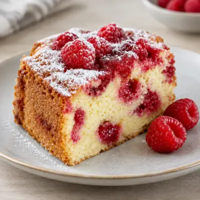 Gâteau moelleux aux framboises facile et doré