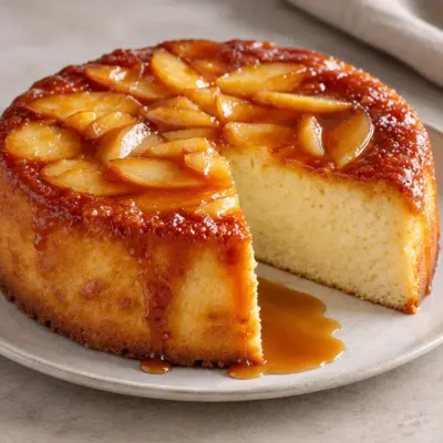Gâteau moelleux aux pommes caramélisées facile