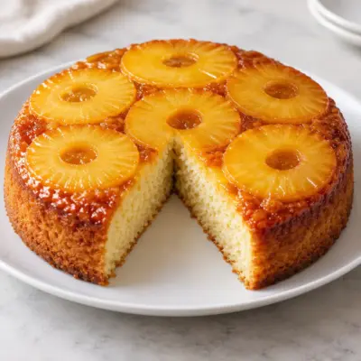 Gâteau renversé à l’ananas facile et moelleux