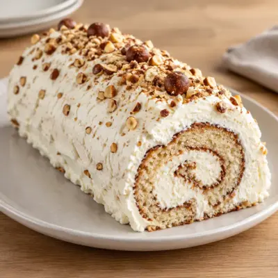 Gâteau roulé à la noisette facile et moelleux
