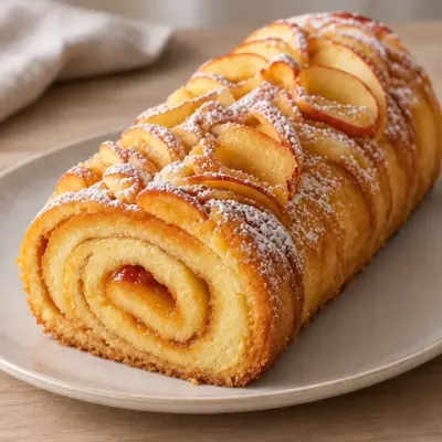 Gâteau roulé aux pommes facile et moelleux