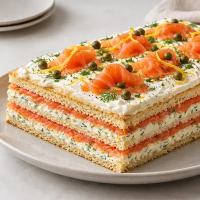 Gâteau sandwich au saumon fumé facile et frais
