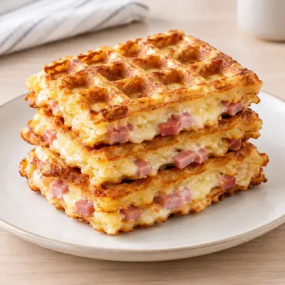 Gaufres salées : recette jambon et fromage