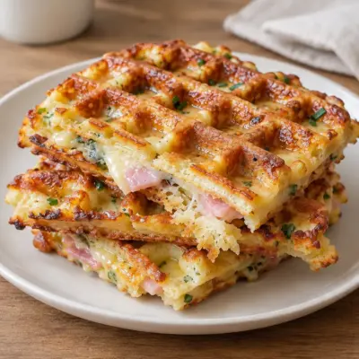 Gaufres salées au jambon et au fromage faciles