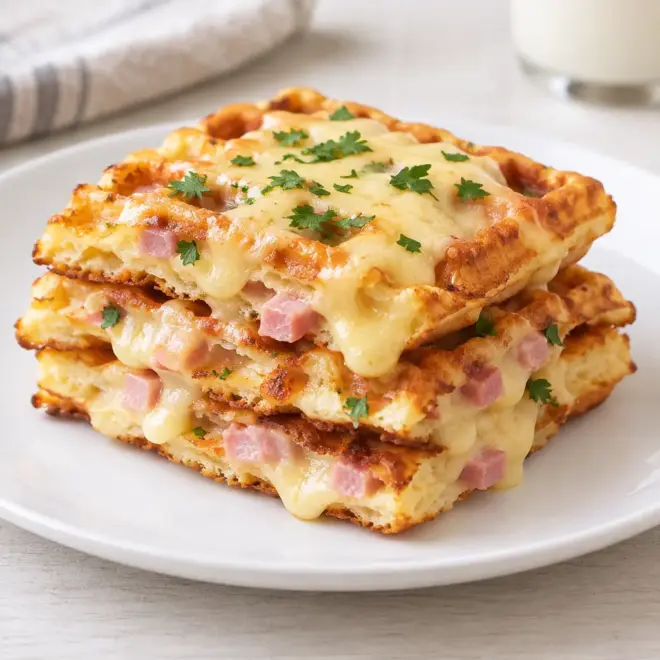 Gaufres salées au jambon et au fromage faciles