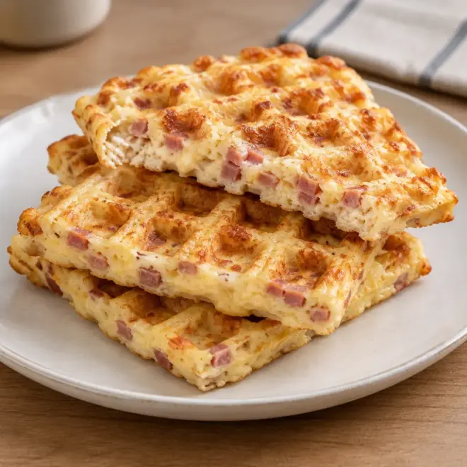 Gaufres salées au jambon, recette facile