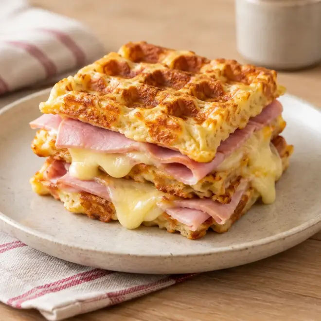 Gaufres salées recette jambon fromage fondant