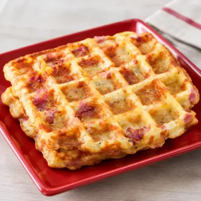 Gaufres salées recette jambon fromage gratiné