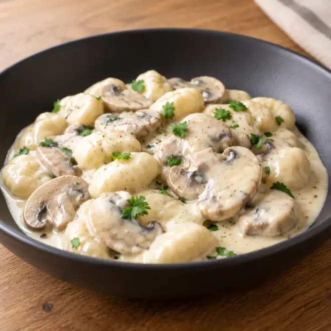 Gnocchis crémeux aux champignons faciles