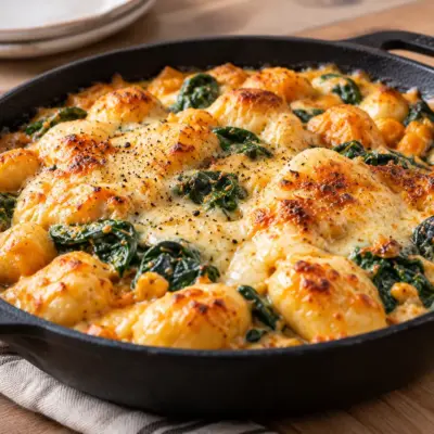 Gnocchis gratinés à la courge et aux épinards