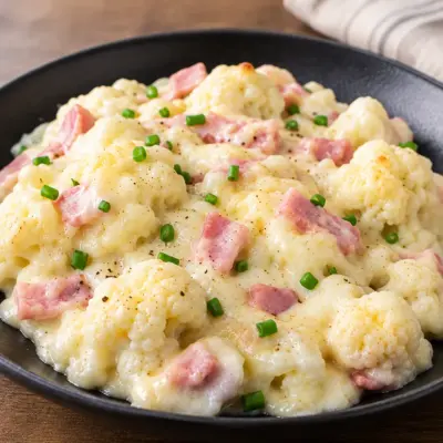 Gratin de chou-fleur au jambon, recette crémeuse