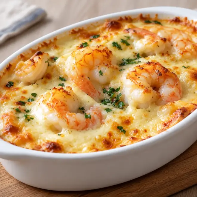 Gratin de crevettes facile, crémeux et doré