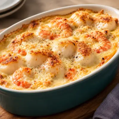 Gratin de fruits de mer crémeux et doré
