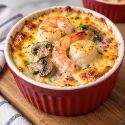 Gratin de fruits de mer crémeux et doré