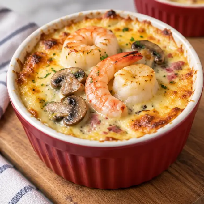 Gratin de fruits de mer crémeux et doré