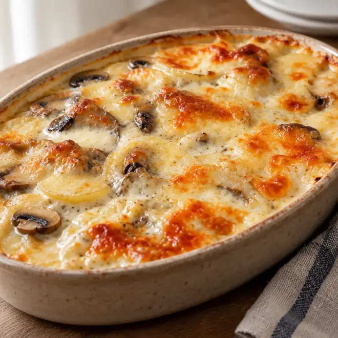 Gratin crémeux pommes de terre champignons facile