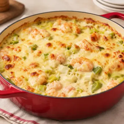 Gratin crevettes poireaux facile et crémeux